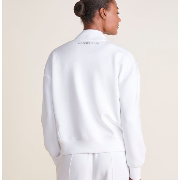 Vineyard Vines Performance Silky Scuba Oversized White Quarter Zip Pullover Sz M - Picture 8 of 13